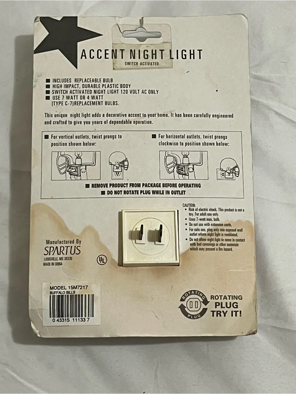 Vintage NFL Buffalo Bills Red LED Helmet Night Light New in Package